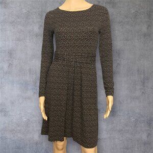 Boden Abigail Black Multi Tiny Dot Print Gathered Waist Jersey Dress Size 2P